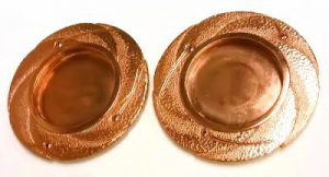 彫金 銅 襖のひき手 ルビー3ピース