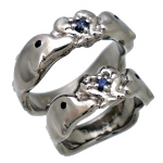 ブルーサファイア チタンマリッジリング イルカ