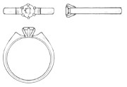 オリジナル デザイン画 立爪チタン指輪 デザイン チタンダイヤモンドリング