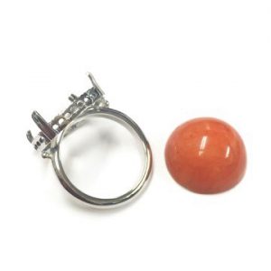 サンゴ帯留めを指輪に