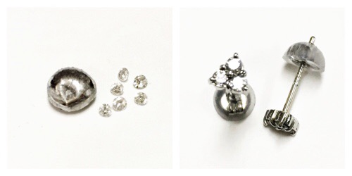 プラチナダイヤモンドピアスにリフォーム