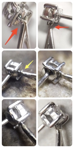 プラチナダイヤモンドぴあすロウ付け