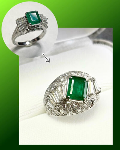 エメラルドの指輪っをオリジナルデザインでリフォーム
